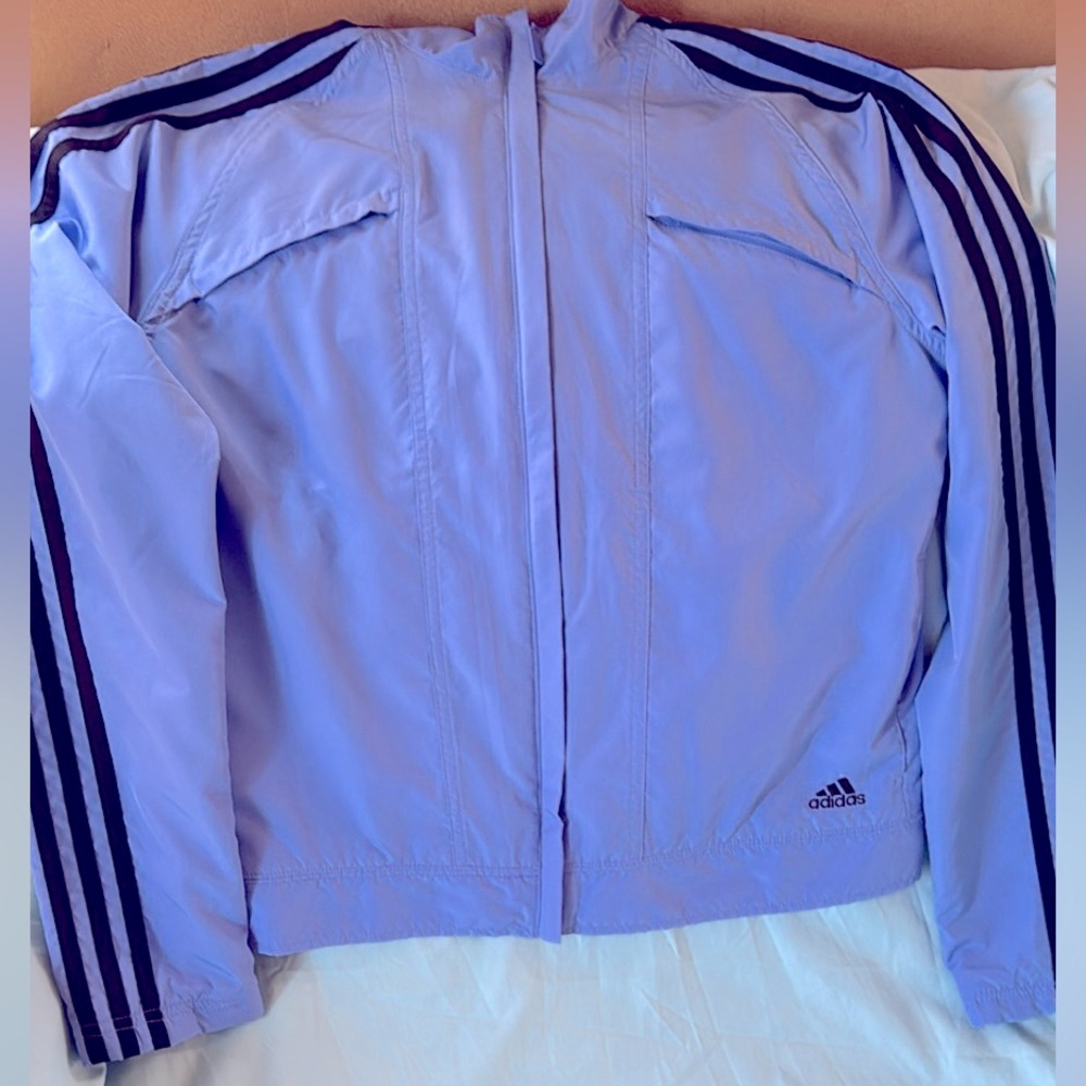 Adidas Light blue Jacket with Black Stripes